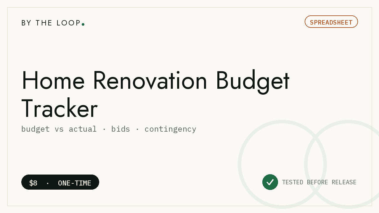 Home Renovation Budget & Project Tracker cover